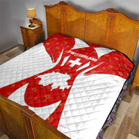 Switzerland Flag Quilt with Floral Pattern Red and White Sportswear - Wonder Print Shop
