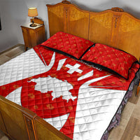 Switzerland Flag Quilt Bed Set with Floral Pattern Red and White Sportswear - Wonder Print Shop