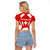 Switzerland Flag Raglan Cropped T Shirt with Floral Pattern Red and White Sportswear - Wonder Print Shop