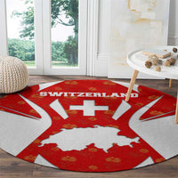 Switzerland Flag Round Carpet with Floral Pattern Red and White Sportswear - Wonder Print Shop