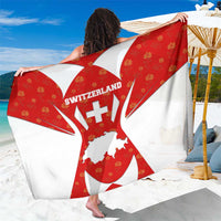 Switzerland Flag Sarong with Floral Pattern Red and White Sportswear - Wonder Print Shop