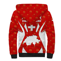 Switzerland Flag Sherpa Hoodie with Floral Pattern Red and White Sportswear - Wonder Print Shop