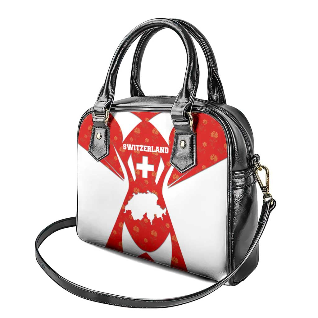 Switzerland Flag Shoulder Handbag with Floral Pattern Red and White Sportswear - Wonder Print Shop