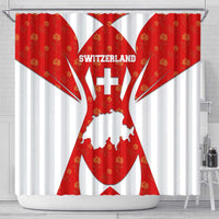 Switzerland Flag Shower Curtain with Floral Pattern Red and White Sportswear - Wonder Print Shop