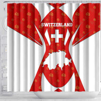 Switzerland Flag Shower Curtain with Floral Pattern Red and White Sportswear - Wonder Print Shop