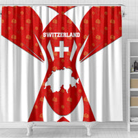 Switzerland Flag Shower Curtain with Floral Pattern Red and White Sportswear - Wonder Print Shop