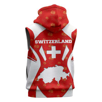 Switzerland Flag Sleeveless Zip Hoodie with Floral Pattern Red and White Sportswear - Wonder Print Shop