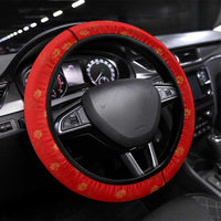 Switzerland Flag Steering Wheel Cover with Floral Pattern Red and White Sportswear - Wonder Print Shop
