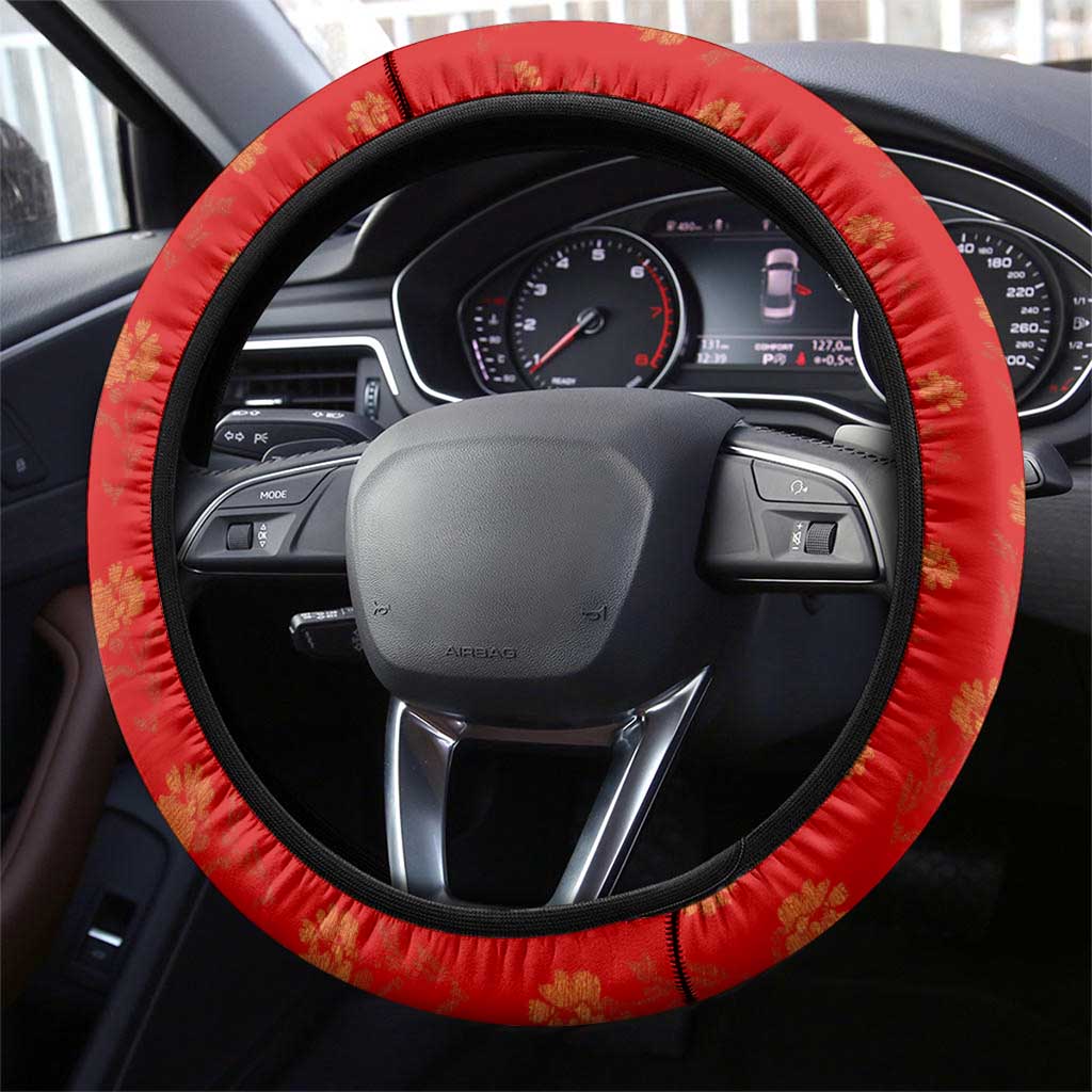 Switzerland Flag Steering Wheel Cover with Floral Pattern Red and White Sportswear - Wonder Print Shop