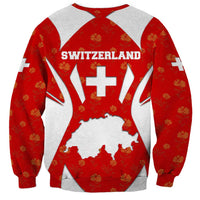 Switzerland Flag Sweatshirt with Floral Pattern Red and White Sportswear - Wonder Print Shop