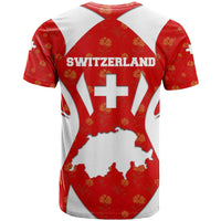 Switzerland Flag T Shirt with Floral Pattern Red and White Sportswear - Wonder Print Shop