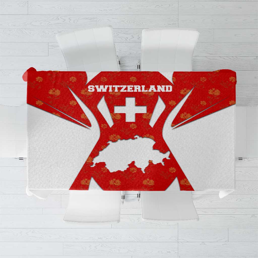 Switzerland Flag Tablecloth with Floral Pattern Red and White Sportswear - Wonder Print Shop