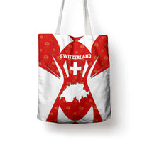 Switzerland Flag Tote Bag with Floral Pattern Red and White Sportswear - Wonder Print Shop