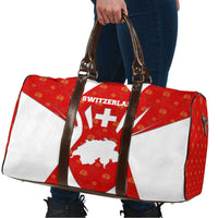 Switzerland Flag Travel Bag with Floral Pattern Red and White Sportswear - Wonder Print Shop