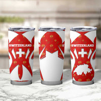 Switzerland Flag Tumbler Cup with Floral Pattern Red and White Sportswear - Wonder Print Shop