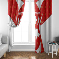 Switzerland Flag Window Curtain with Floral Pattern Red and White Sportswear - Wonder Print Shop