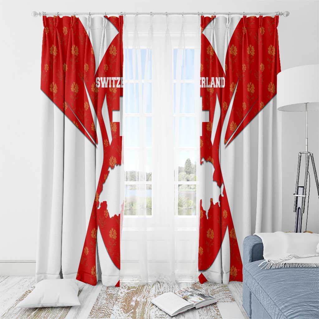 Switzerland Flag Window Curtain with Floral Pattern Red and White Sportswear - Wonder Print Shop