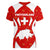 Switzerland Flag Women V-Neck T-Shirt with Floral Pattern Red and White Sportswear - Wonder Print Shop