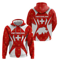 Switzerland Flag Zip Hoodie with Floral Pattern Red and White Sportswear - Wonder Print Shop