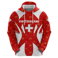Switzerland Flag Zip Hoodie with Floral Pattern Red and White Sportswear - Wonder Print Shop