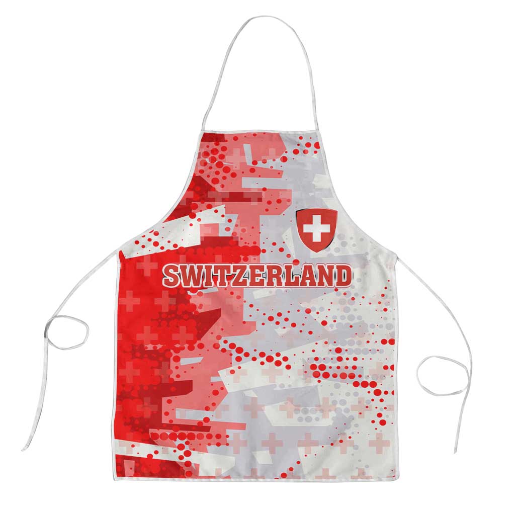 Switzerland Flag Apron with Camo Red White Sportswear with Swiss Cross Shield - Wonder Print Shop