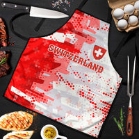 Switzerland Flag Apron with Camo Red White Sportswear with Swiss Cross Shield - Wonder Print Shop