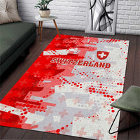 Switzerland Flag Area Rug with Camo Red White Sportswear with Swiss Cross Shield - Wonder Print Shop