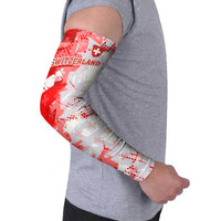 Switzerland Flag Arm Sleeves with Camo Red White Sportswear with Swiss Cross Shield - Wonder Print Shop