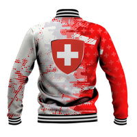 Switzerland Flag Baseball Jacket with Camo Red White Sportswear with Swiss Cross Shield - Wonder Print Shop
