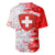 Switzerland Flag Baseball Jersey with Camo Red White Sportswear with Swiss Cross Shield - Wonder Print Shop
