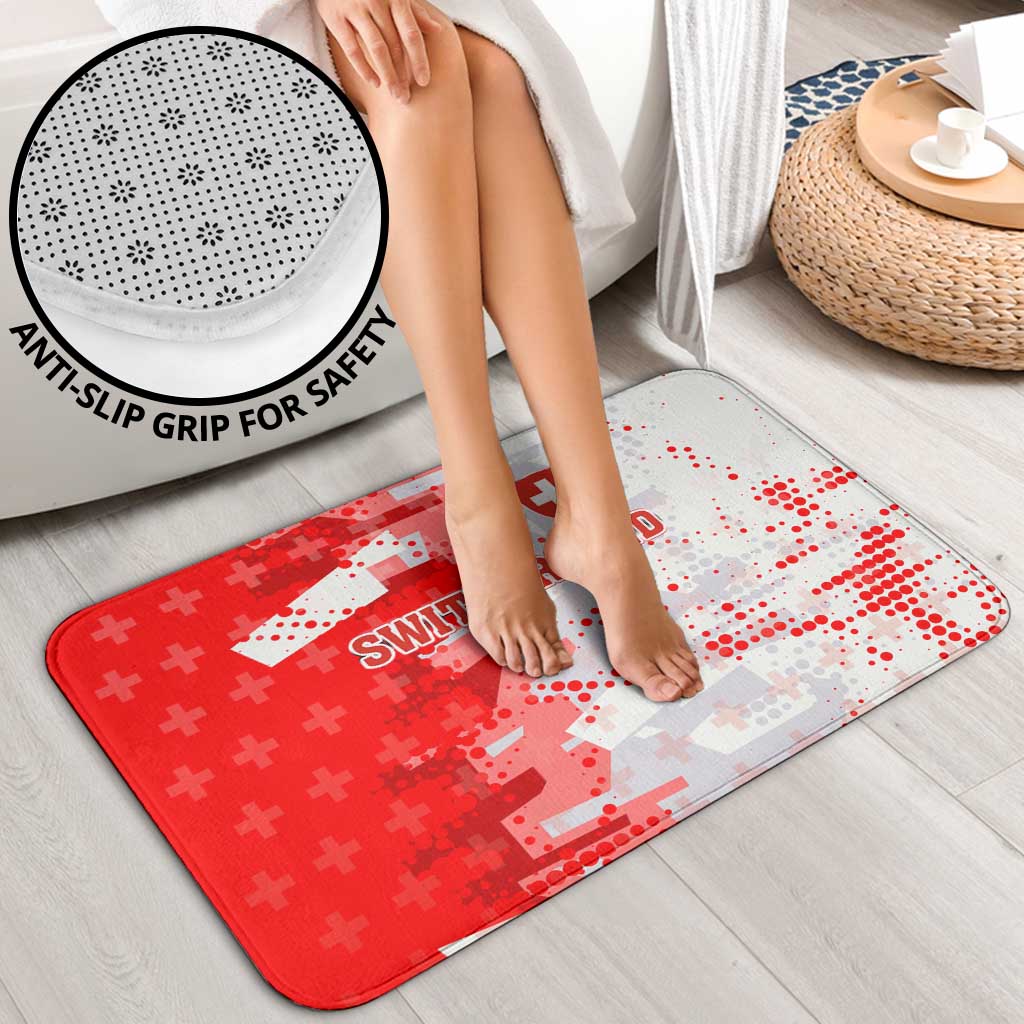 Switzerland Flag Bathroom Set with Camo Red White Sportswear with Swiss Cross Shield - Wonder Print Shop