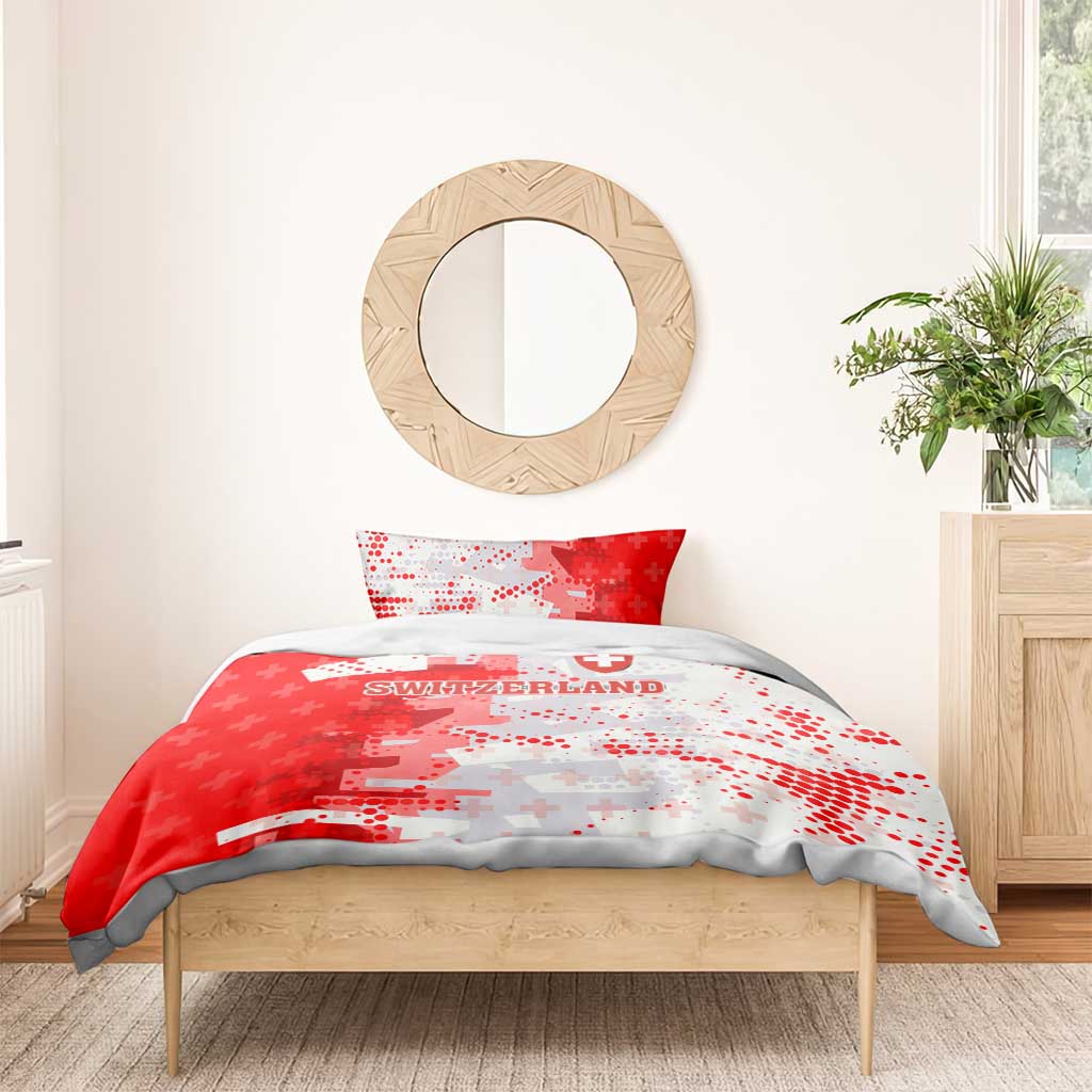 Switzerland Flag Bedding Set with Camo Red White Sportswear with Swiss Cross Shield - Wonder Print Shop