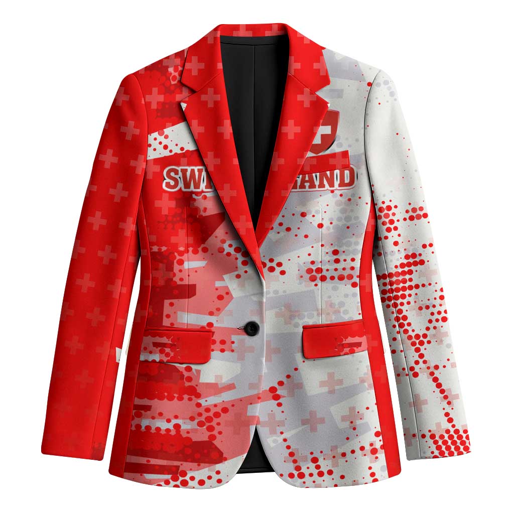 Switzerland Flag Blazer with Camo Red White Sportswear with Swiss Cross Shield - Wonder Print Shop