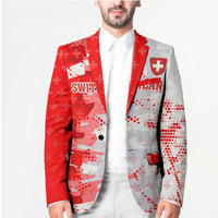 Switzerland Flag Blazer with Camo Red White Sportswear with Swiss Cross Shield - Wonder Print Shop