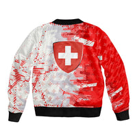 Switzerland Flag Bomber Jacket with Camo Red White Sportswear with Swiss Cross Shield - Wonder Print Shop