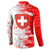 Switzerland Flag Button Sweatshirt with Camo Red White Sportswear with Swiss Cross Shield - Wonder Print Shop