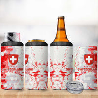Switzerland Flag 4 in 1 Can Cooler Tumbler with Camo Red White Sportswear with Swiss Cross Shield - Wonder Print Shop