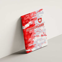 Switzerland Flag Canvas Wall Art with Camo Red White Sportswear with Swiss Cross Shield - Wonder Print Shop
