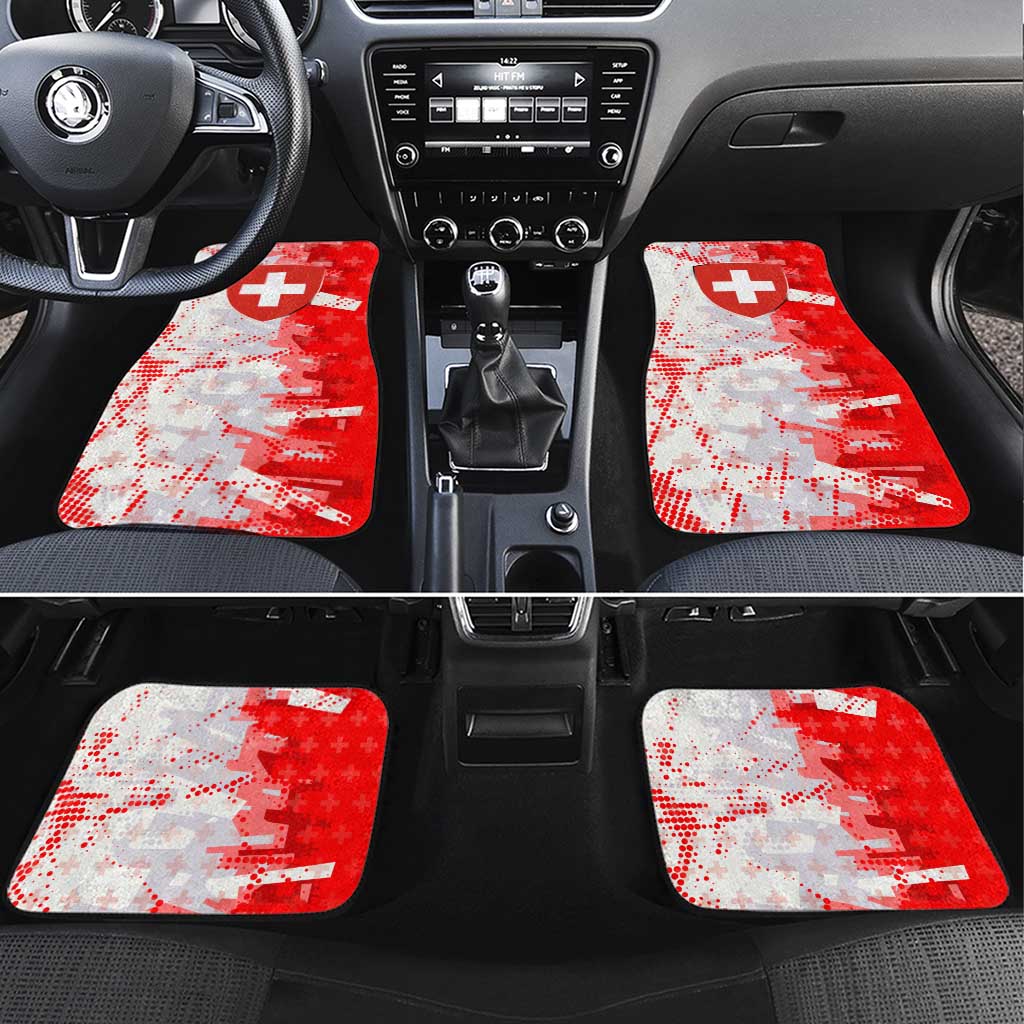 Switzerland Flag Car Mats with Camo Red White Sportswear with Swiss Cross Shield - Wonder Print Shop