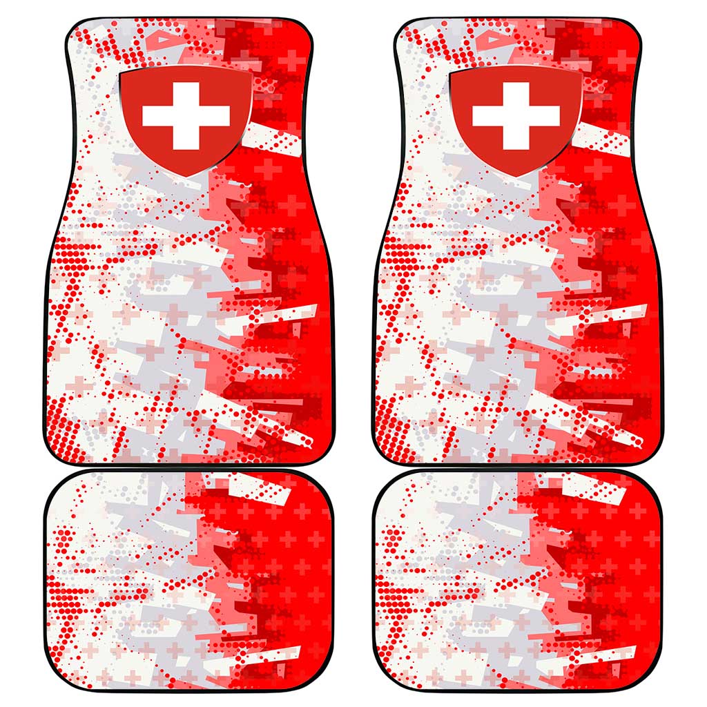 Switzerland Flag Car Mats with Camo Red White Sportswear with Swiss Cross Shield - Wonder Print Shop