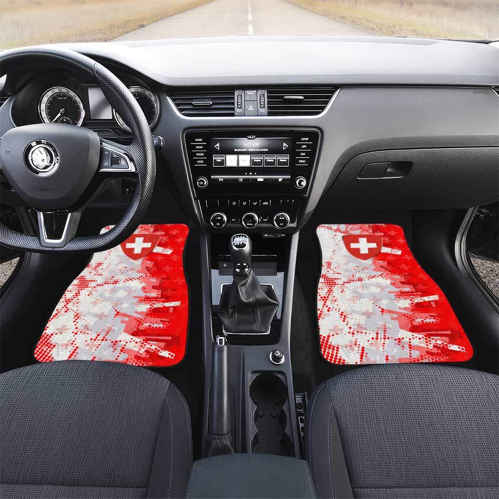 Switzerland Flag Car Mats with Camo Red White Sportswear with Swiss Cross Shield - Wonder Print Shop