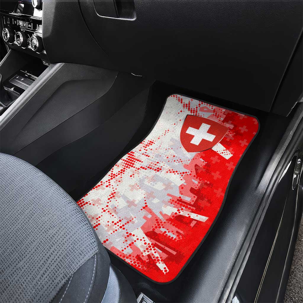 Switzerland Flag Car Mats with Camo Red White Sportswear with Swiss Cross Shield - Wonder Print Shop