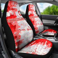 Switzerland Flag Car Seat Cover with Camo Red White Sportswear with Swiss Cross Shield - Wonder Print Shop
