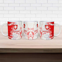 Switzerland Flag Ceramic Mug with Camo Red White Sportswear with Swiss Cross Shield - Wonder Print Shop