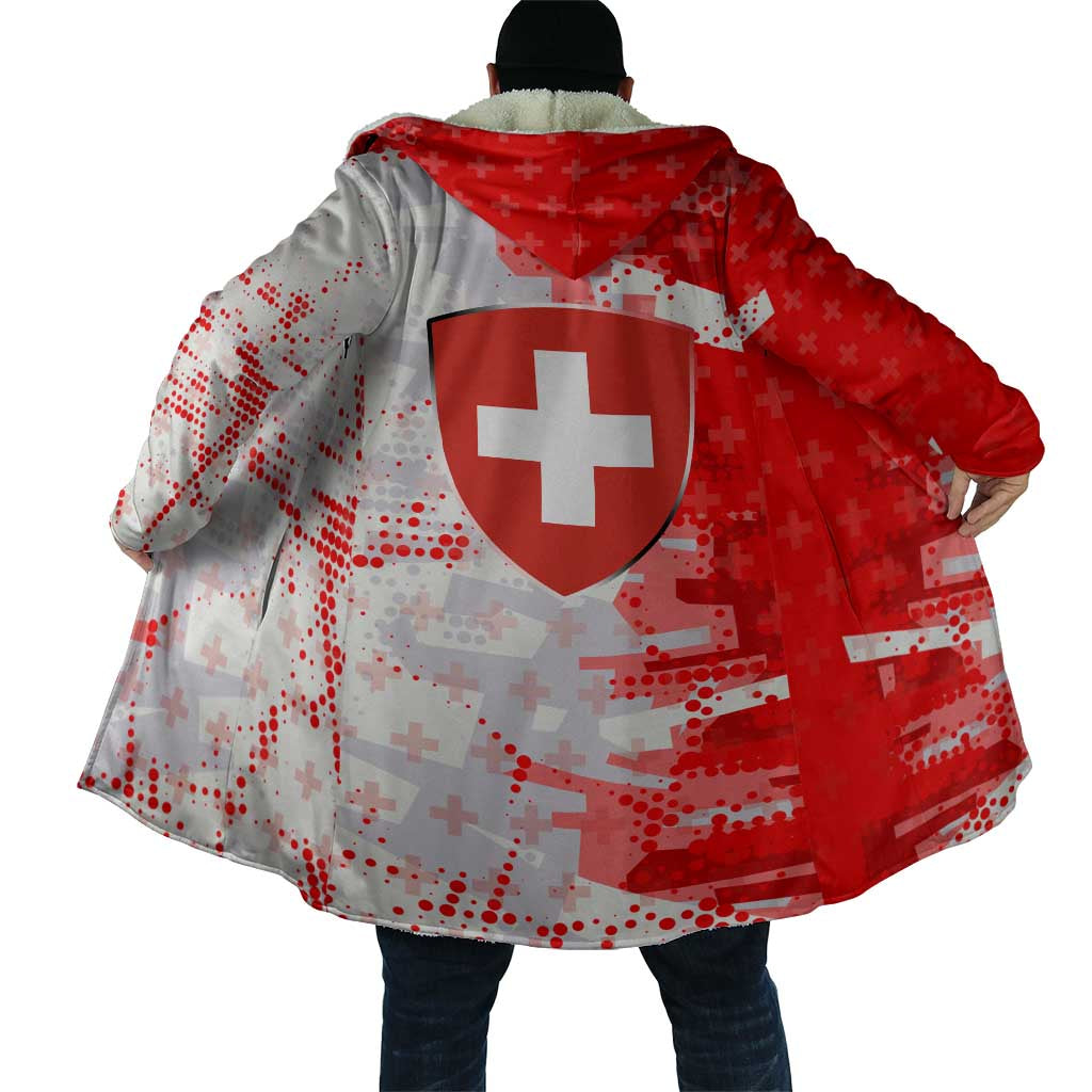 Switzerland Flag Cloak with Camo Red White Sportswear with Swiss Cross Shield - Wonder Print Shop