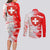 Switzerland Flag Couples Matching Long Sleeve Bodycon Dress and Long Sleeve Button Shirt with Camo Red White Sportswear with Swiss Cross Shield - Wonder Print Shop
