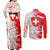Switzerland Flag Couples Matching Off Shoulder Maxi Dress and Long Sleeve Button Shirt with Camo Red White Sportswear with Swiss Cross Shield - Wonder Print Shop