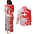 Switzerland Flag Couples Matching Puletasi and Long Sleeve Button Shirt with Camo Red White Sportswear with Swiss Cross Shield - Wonder Print Shop