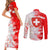 Switzerland Flag Couples Matching Short Sleeve Bodycon Dress and Long Sleeve Button Shirt with Camo Red White Sportswear with Swiss Cross Shield - Wonder Print Shop