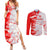 Switzerland Flag Couples Matching Summer Maxi Dress and Long Sleeve Button Shirt with Camo Red White Sportswear with Swiss Cross Shield - Wonder Print Shop